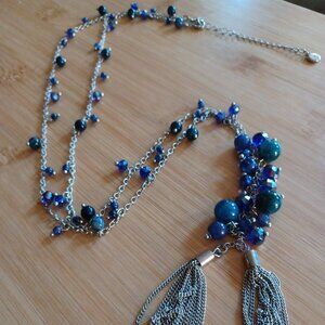 metal necklace with colored beads